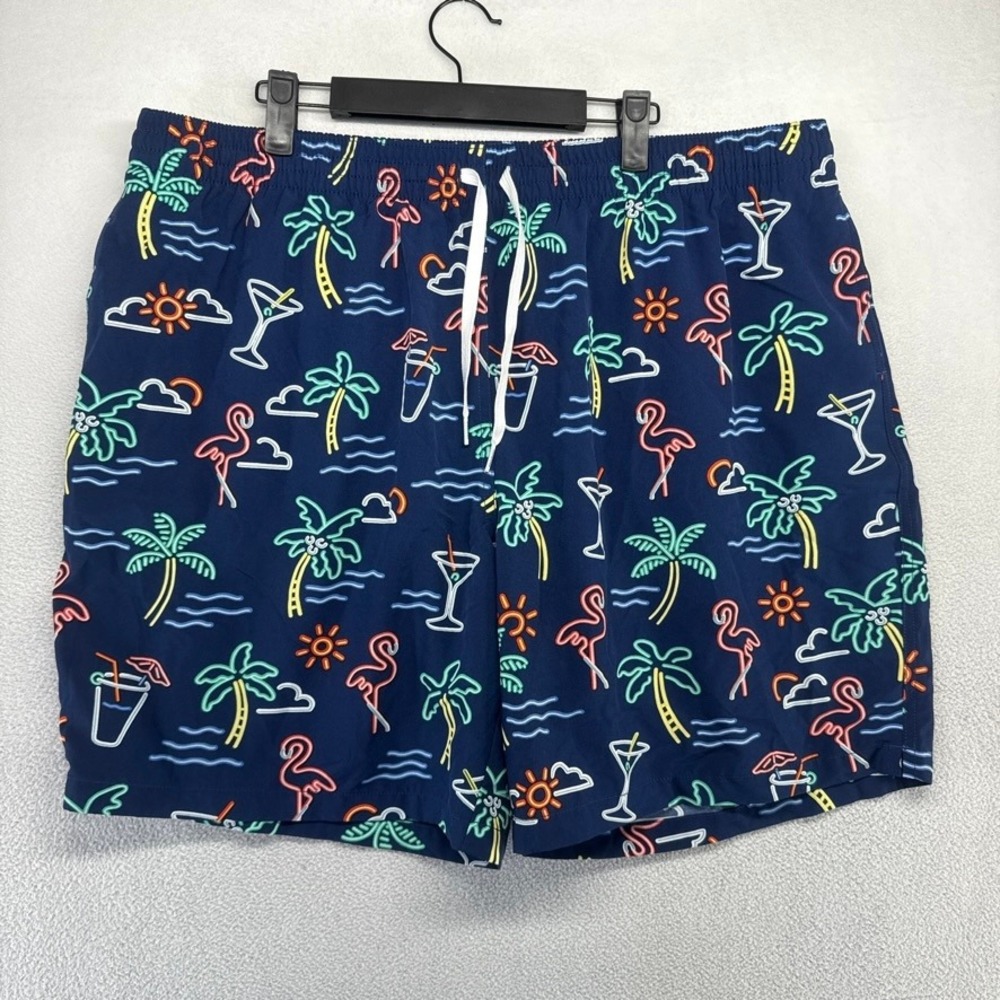 Chubbies Swim Trunks Mens 3XL Blue Neon Flamingo Palm Tree 7" Inseam Polyester
